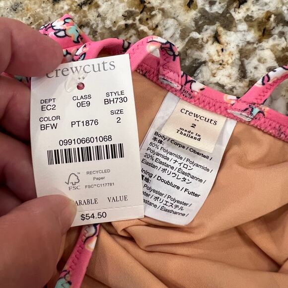 NWT J. Crew Girls' Pink Floral Tankini Set Swimsuit - SIZE 2 - Picture 5 of 10